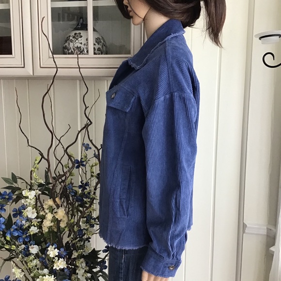 OVERSIZED BOYFRIEND CORDUROY JACKET BLUE - Picture 5 of 9
